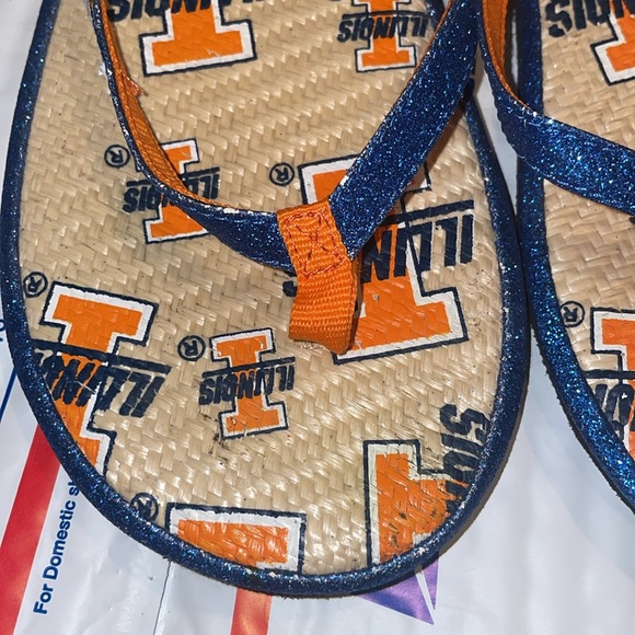 ILLINOIS FIGHTING ILLINI blue orange glitter sandal flip flops spring summer ILI - Picture 9 of 11